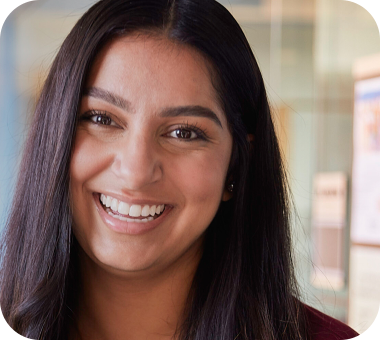 Care professional smiling